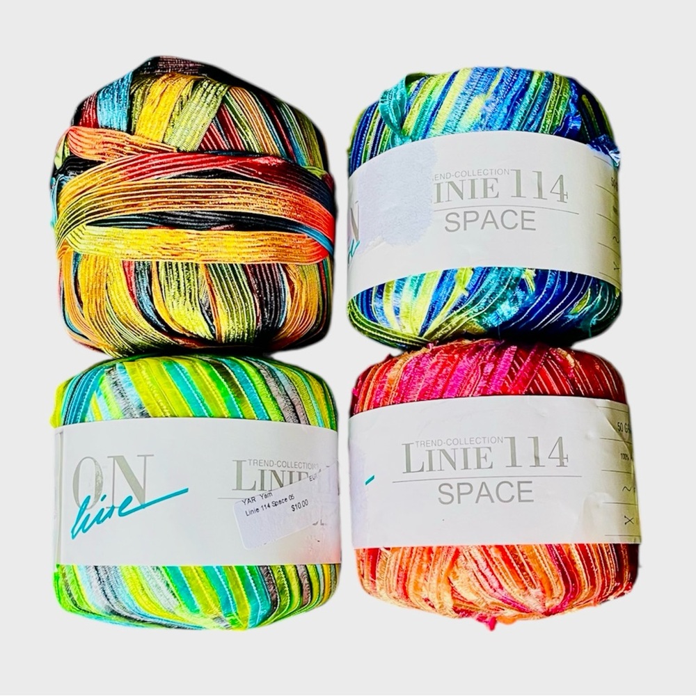 NWT ONline Yarns Four Balls of Linie 114 Space Ribbon
